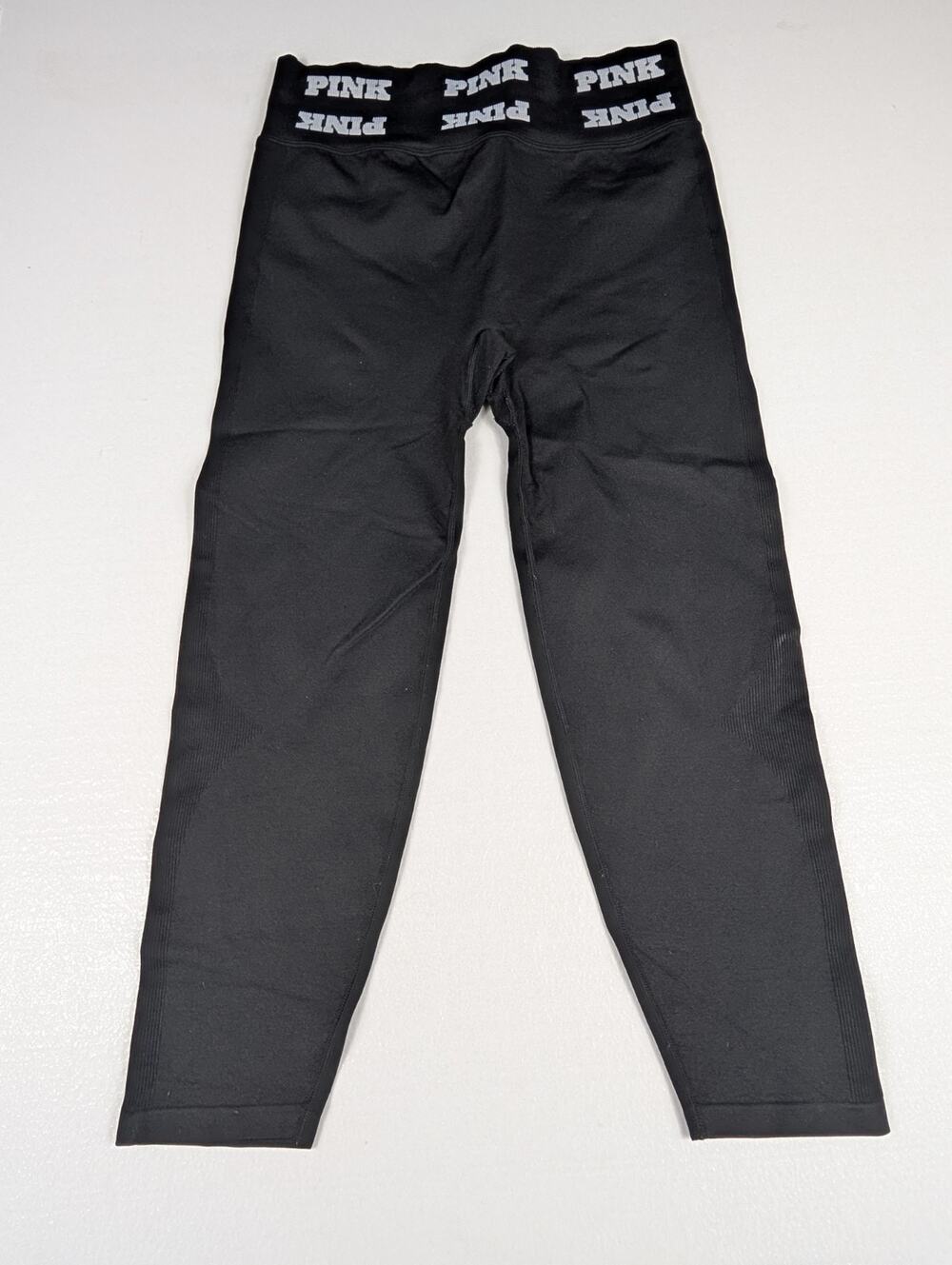 Victoria Secret Leggings Large Black Seamless High Waist Full Length Tight PINK